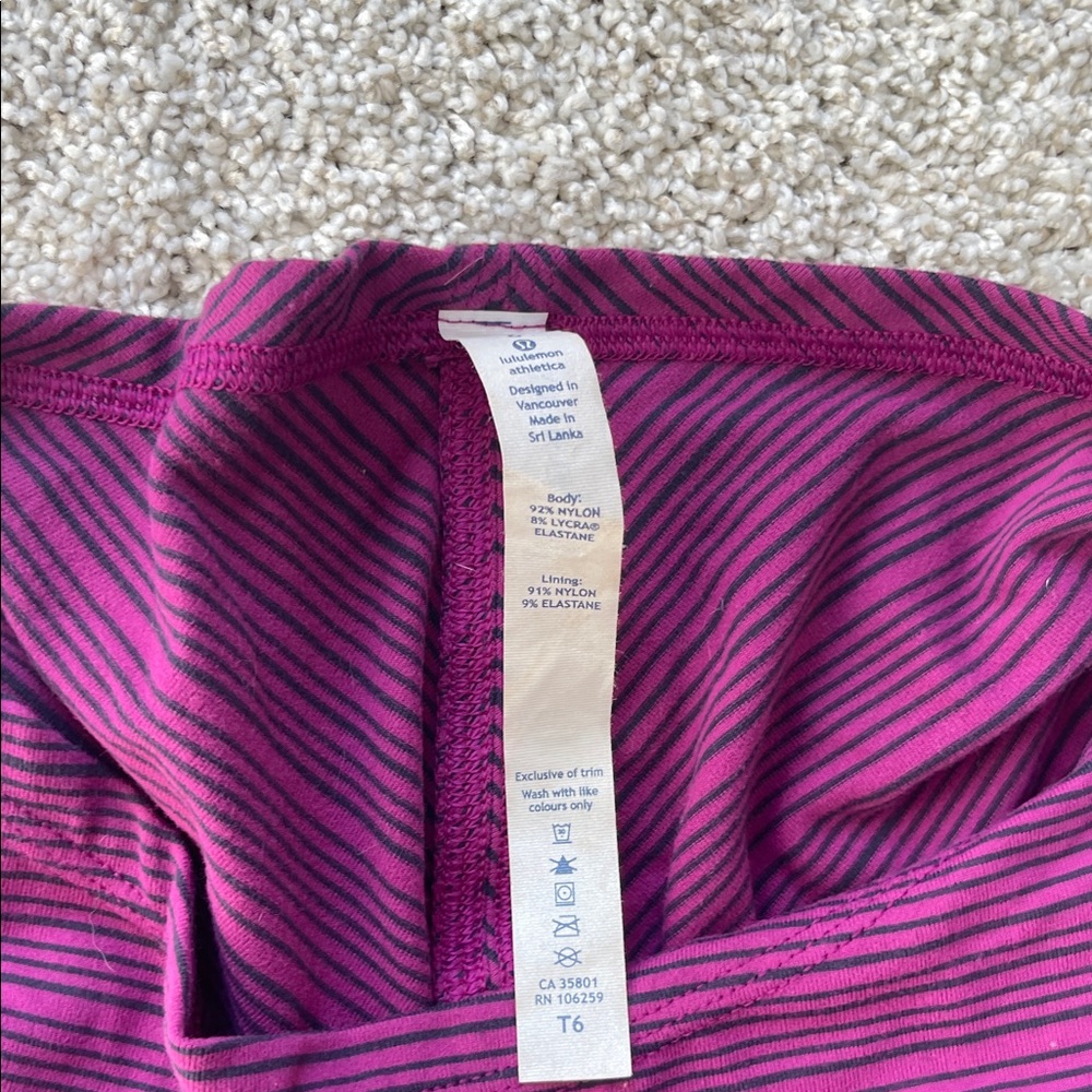 Lululemon purple stripe top size 6 - Picture 2 of 11